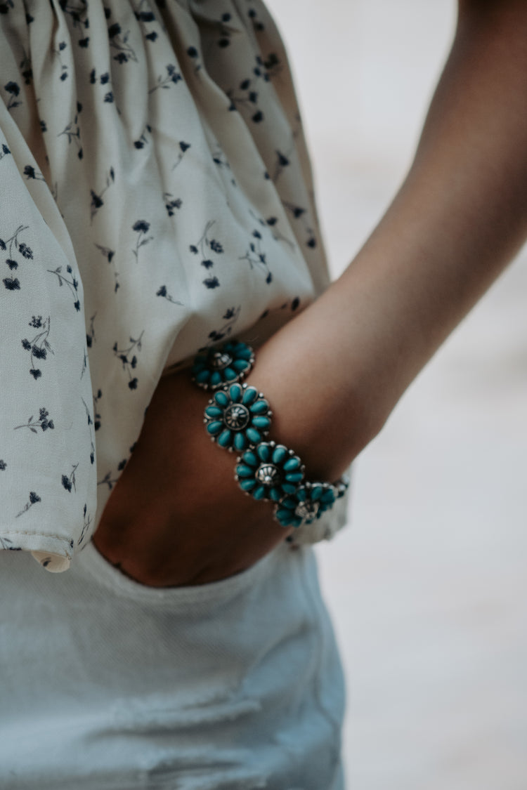 Blue Turquoise Concho Western Bracelet
