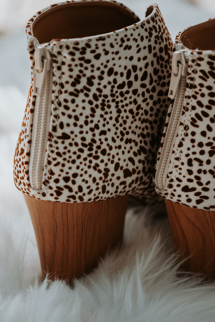 Sabrina Camel Mini Leopard Suede Booties