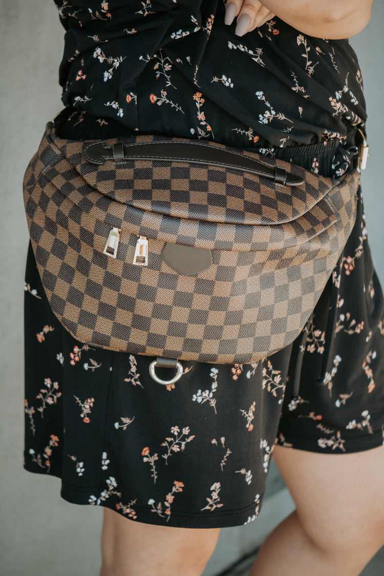 Deluxe Brown Checkered Bum Bag
