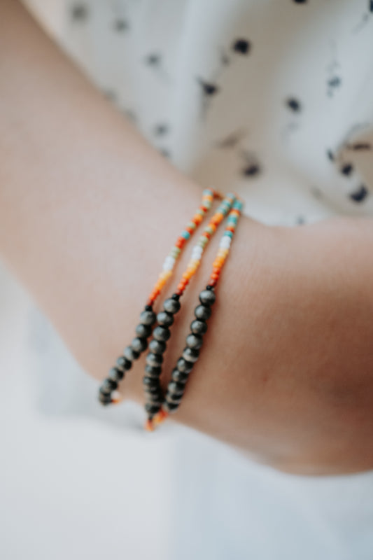 3PC Set Dainty Navajo Beads Bracelet - Multi Color