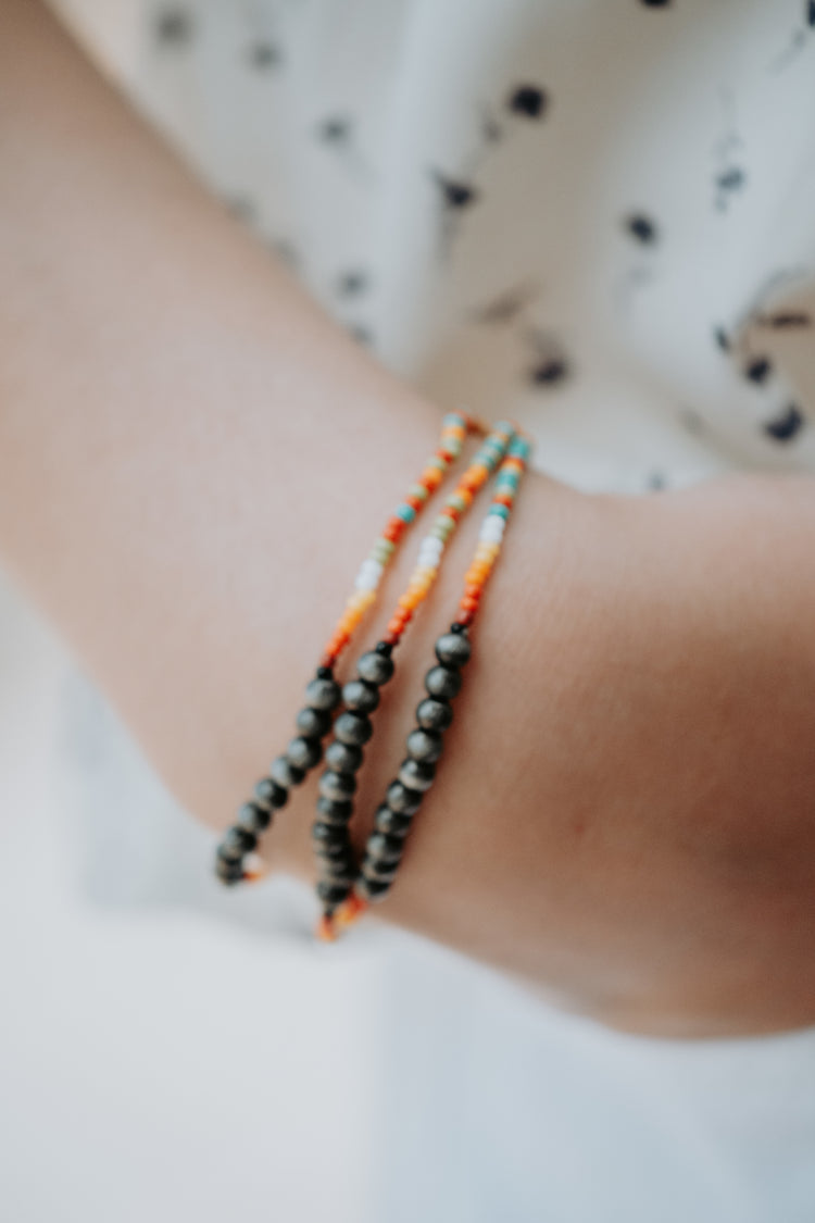 3PC Set Dainty Navajo Beads Bracelet - Multi Color