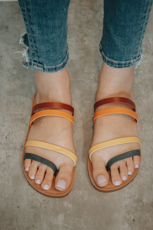 Miel Multi Strap Sandals in Red Multi