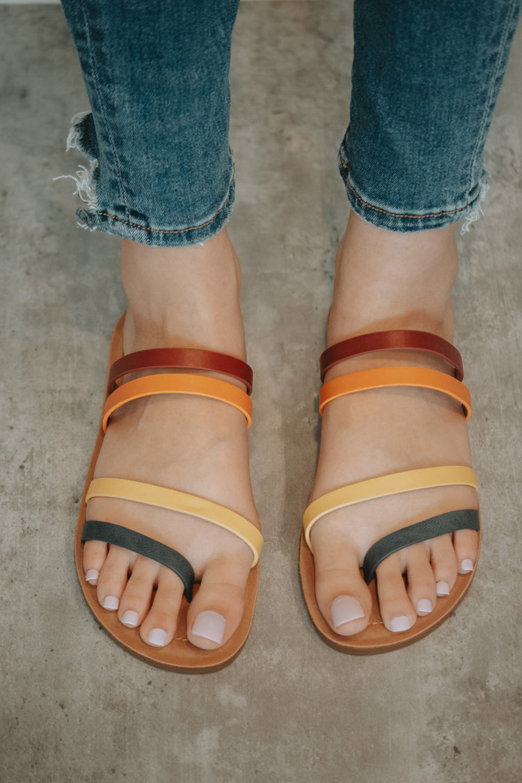 Miel Multi Strap Sandals in Red Multi