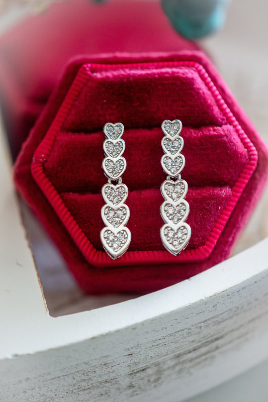 Tate Row of Hearts Drop Post Earrings