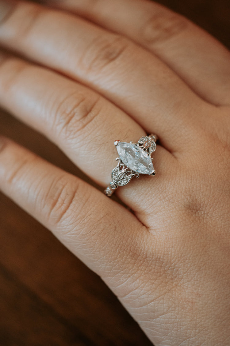 Cameron Marquise Shaped Stone Sterling Silver Ring