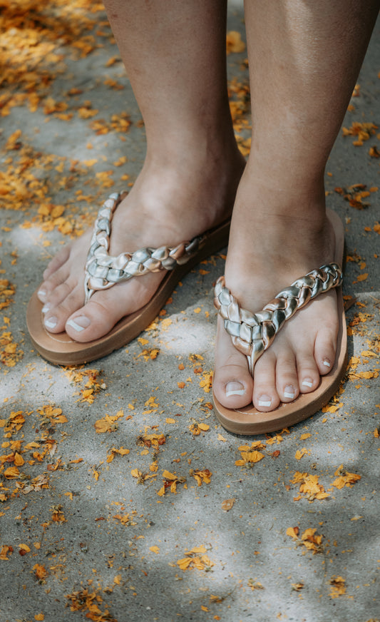 Stella Metallic Multi Braided Thong Sandals