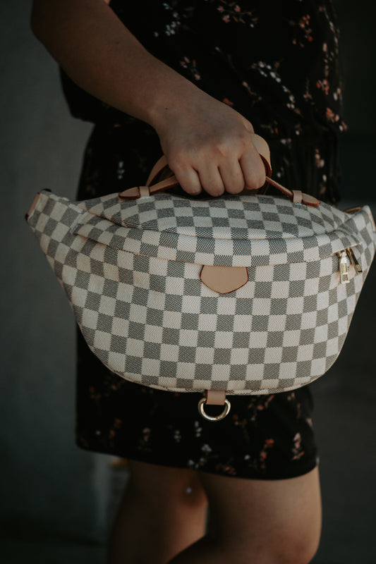 Deluxe Cream Checkered Bum Bag