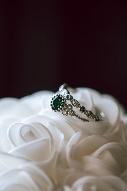 Stacy Emerald Paired Silver Ring