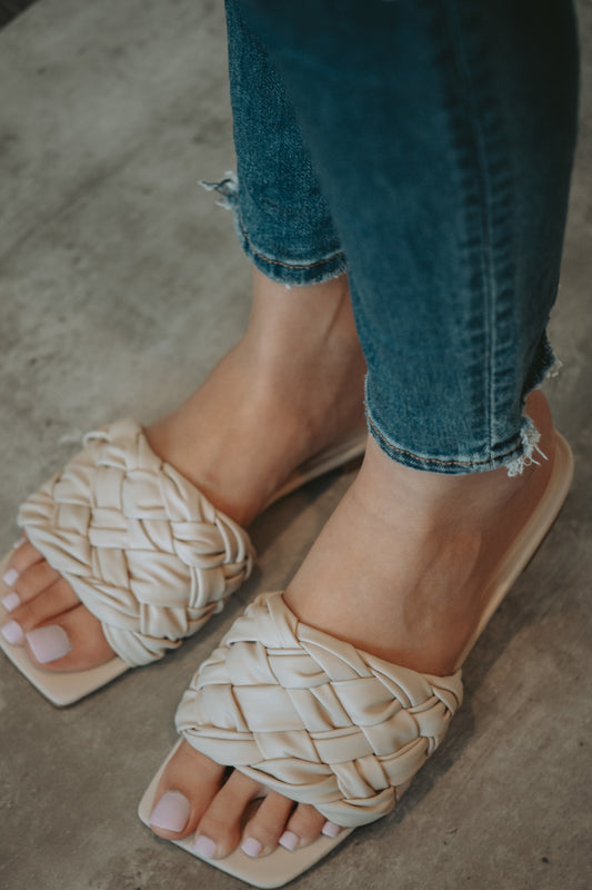 Aaron Braided One Strap Sandal in Cream