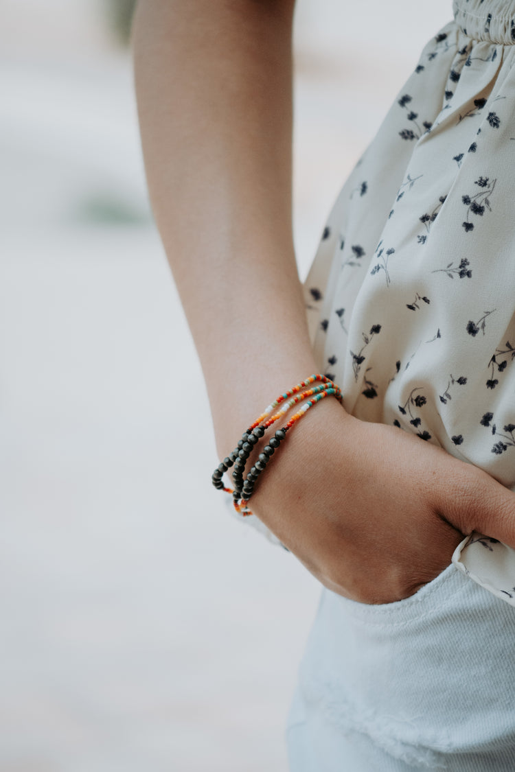 3PC Set Dainty Navajo Beads Bracelet - Multi Color