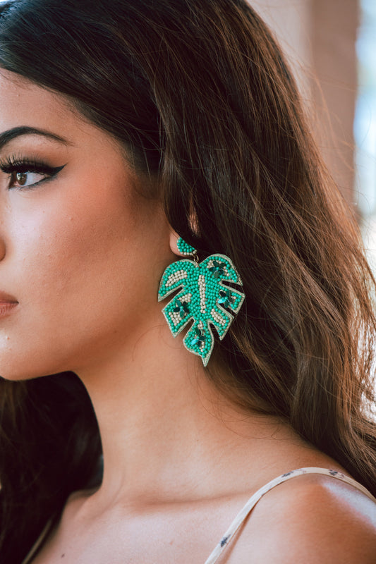 Gianna Seed Beaded Earring in Green