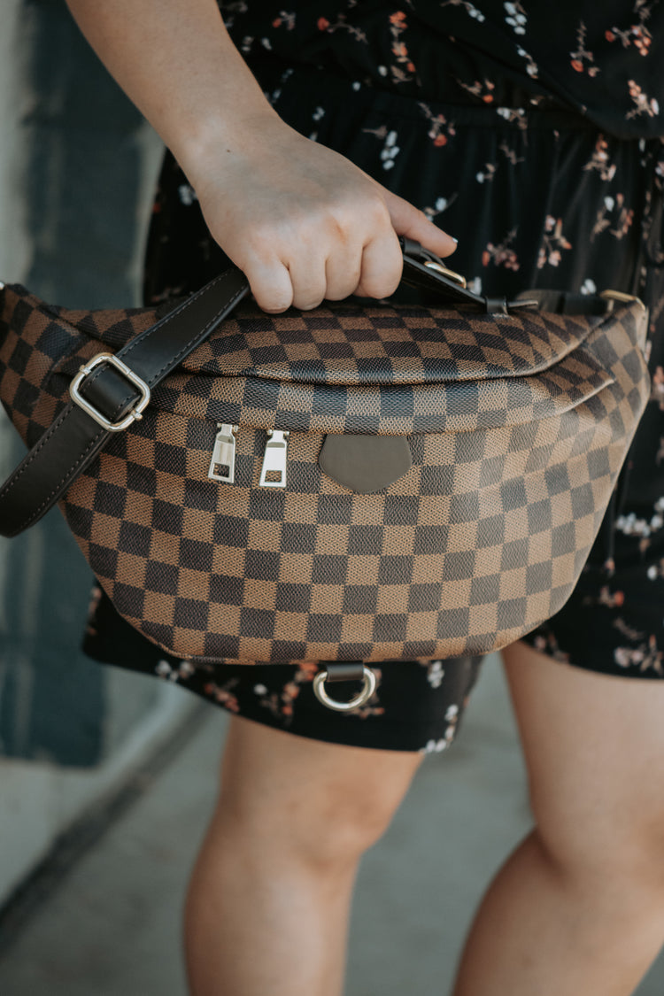 Deluxe Brown Checkered Bum Bag