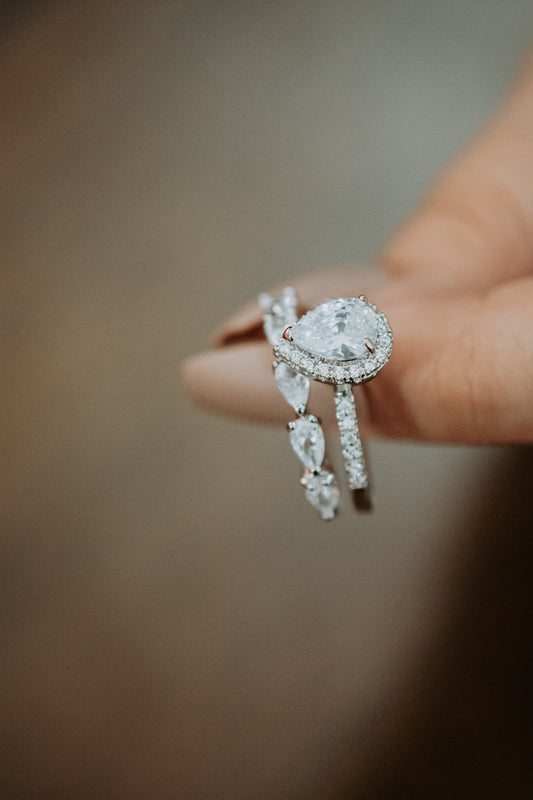 Liah Pear Shaped Sterling Silver Ring Set