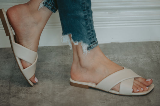 Celeste Nude Criss Cross Sandals