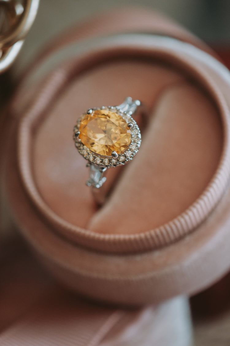 Karlie Citrine Gem Sterling Silver Ring