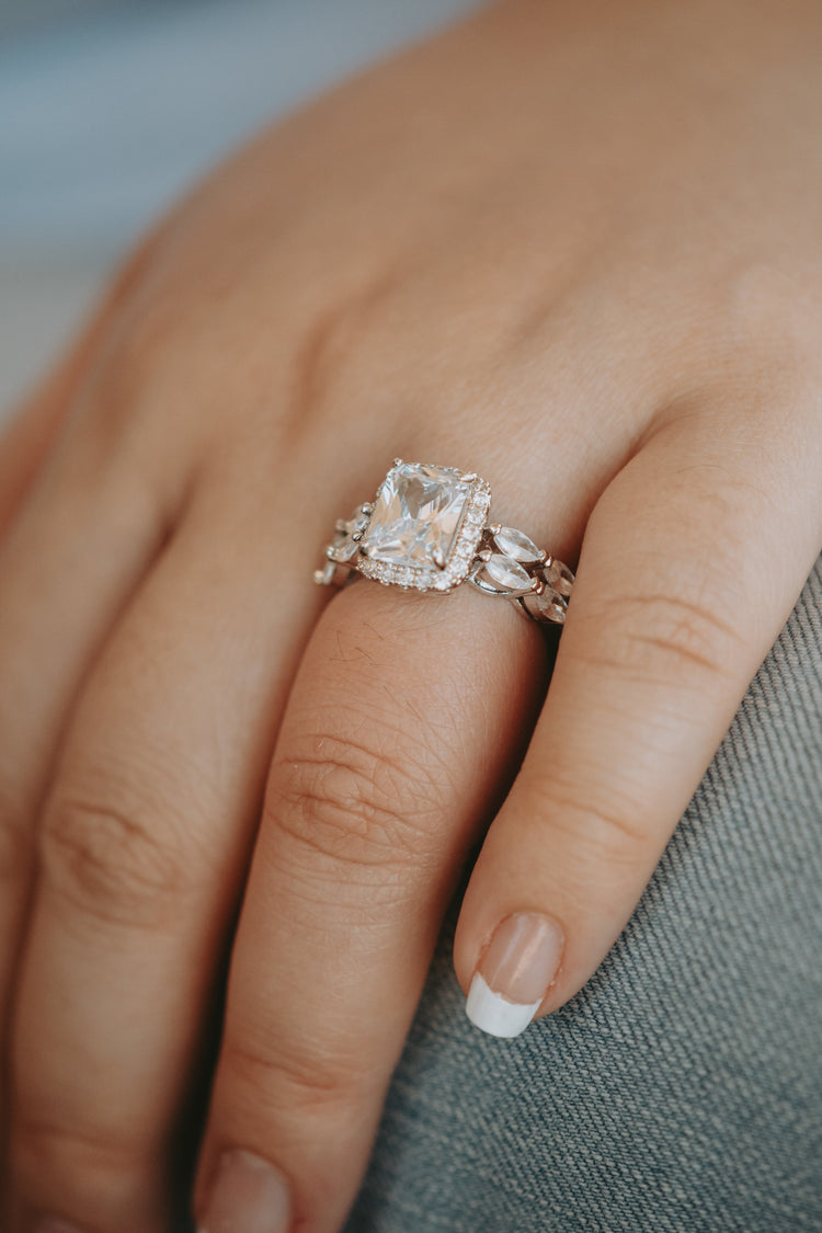 Spencer Emerald Cut Silver Ring
