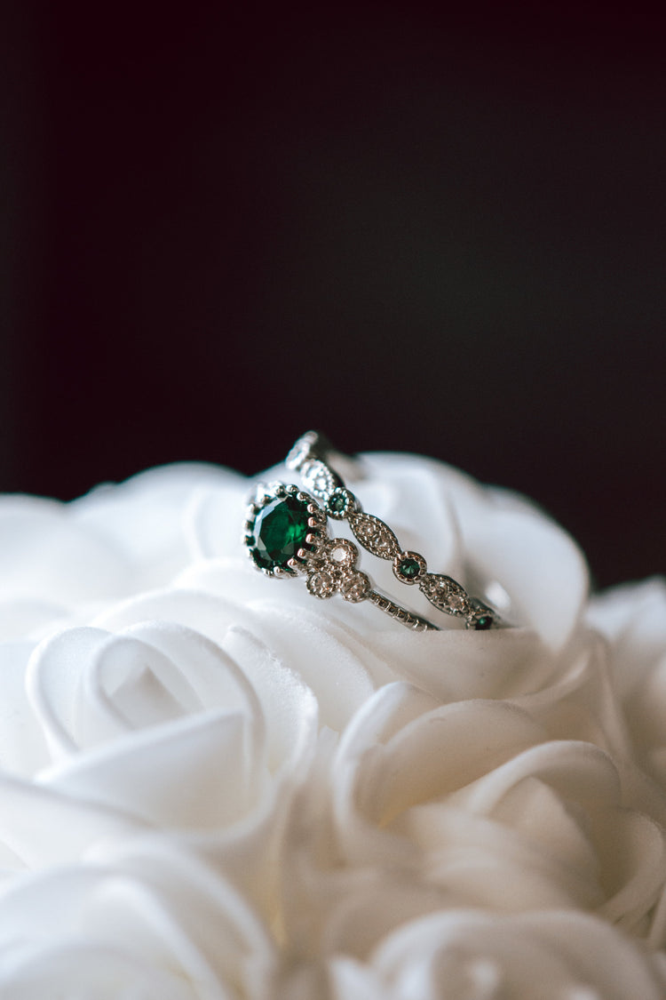 Stacy Emerald Paired Silver Ring