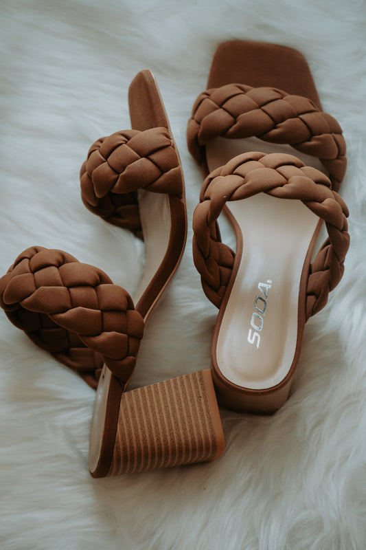 Clarisse Double Braid Dress Sandal in Cognac