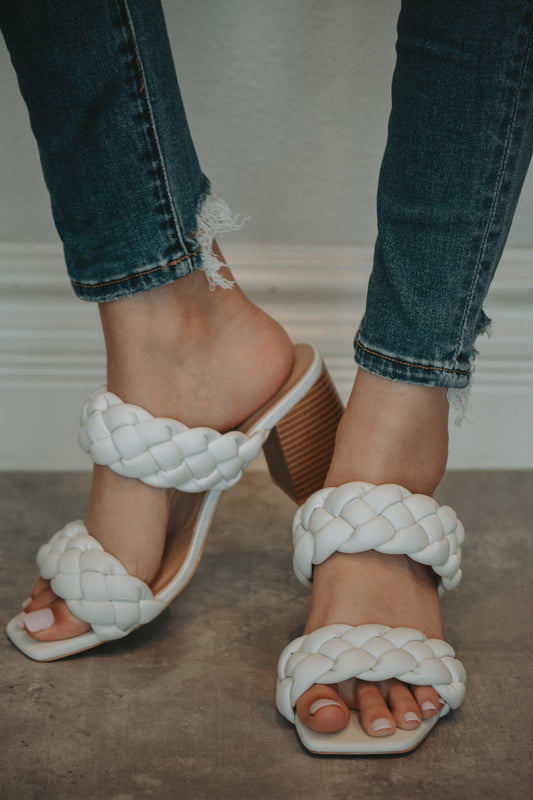 Clarisse Double Braid Dress Sandal in Off White