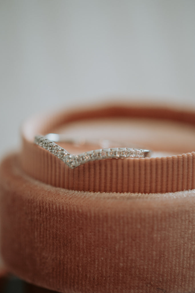 Fern Chevron Sterling Silver Ring Rhodium Plating