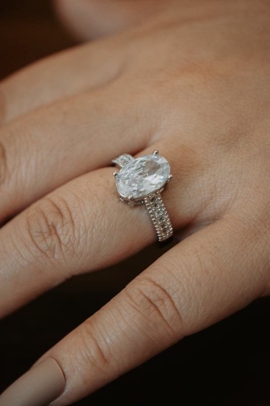 Tia Oval Shaped Sterling Silver Ring