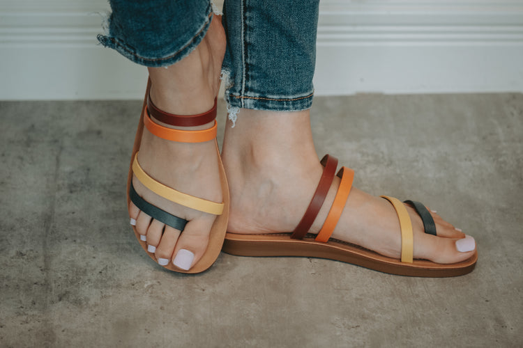 Miel Multi Strap Sandals in Red Multi