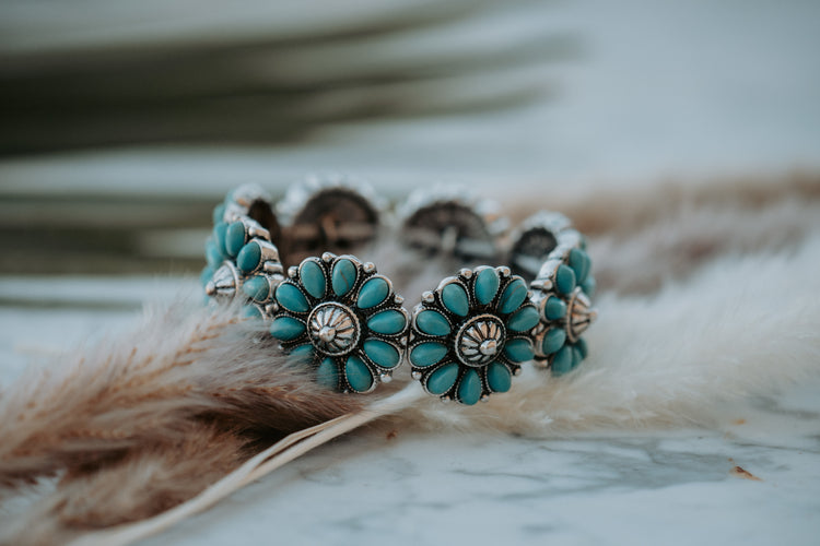 Blue Turquoise Concho Western Bracelet