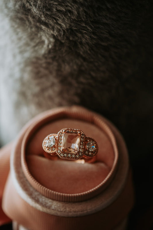 Crush On You Champagne Emerald Cut Rose Gold Ring
