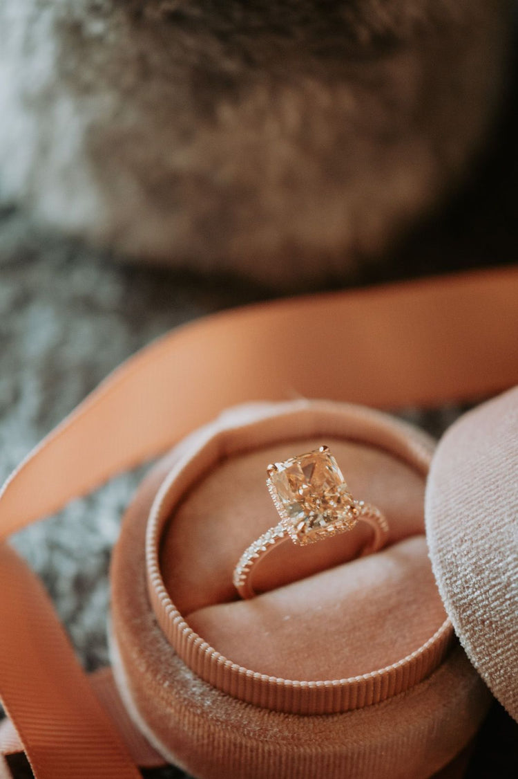 Fall In Love Champagne Emerald Stone Rose Gold Ring