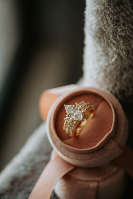 Love You a Lot Marquise Cut Cubic Zirconia Gold Ring
