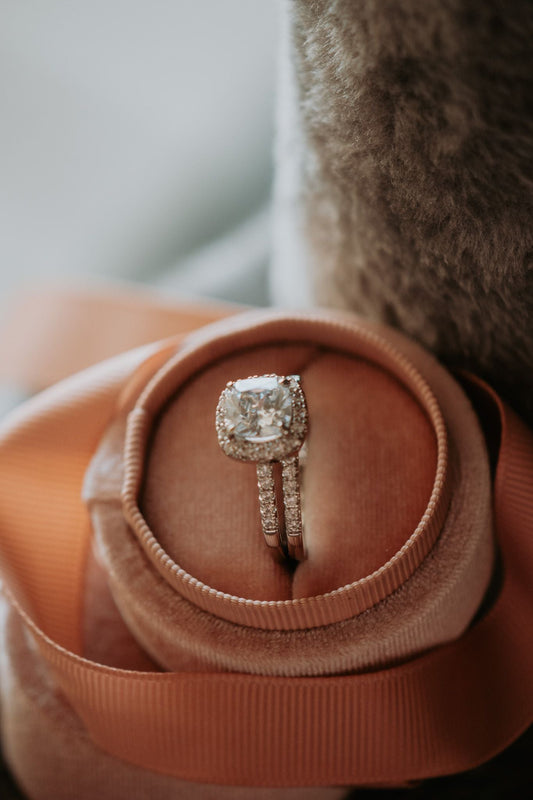 Rich In Love Cushion Cut 2PC Sterling Silver Ring Set