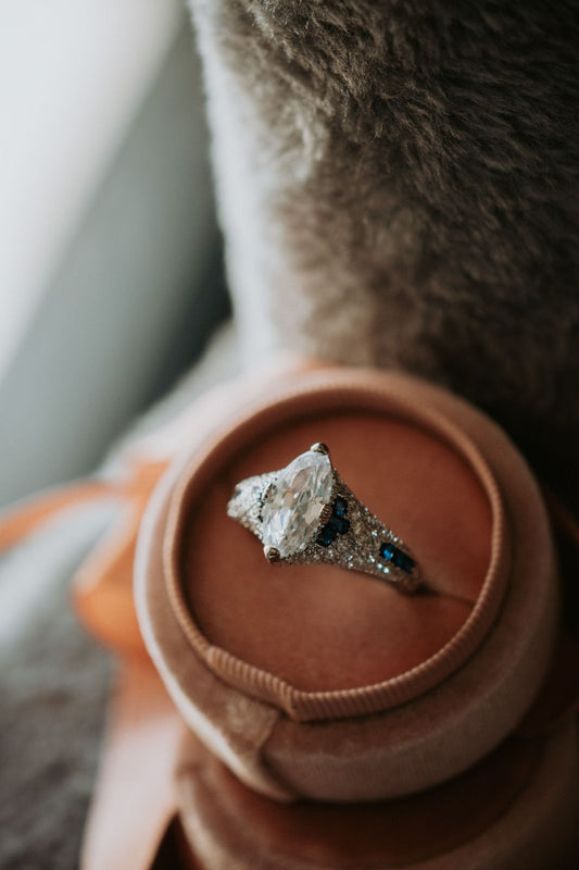 Love Yourself Marquise Cut Sterling Silver Ring