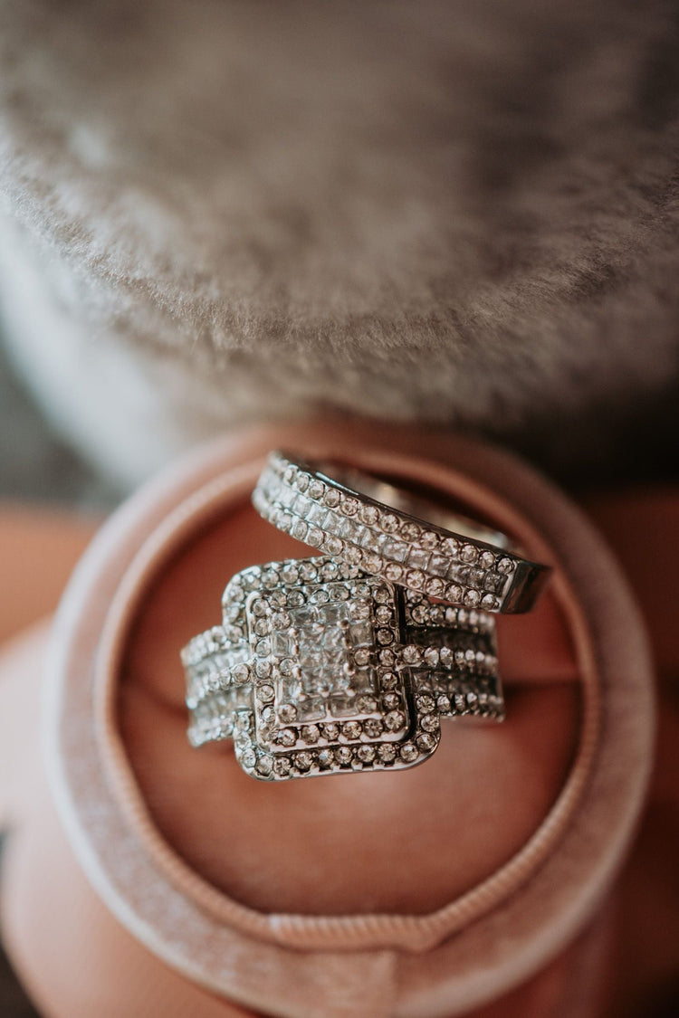 Our Pieces Fit Emerald Cut 2PC Sterling Silver Ring Set