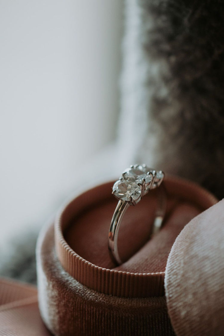 Forever Yours 3-Stone Cubic Zirconia Sterling Silver Ring Rhodium Plating