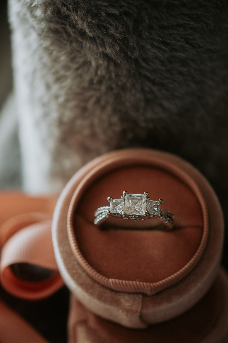 True Love Waits 3-Stone Princess Cut Sterling Silver Ring