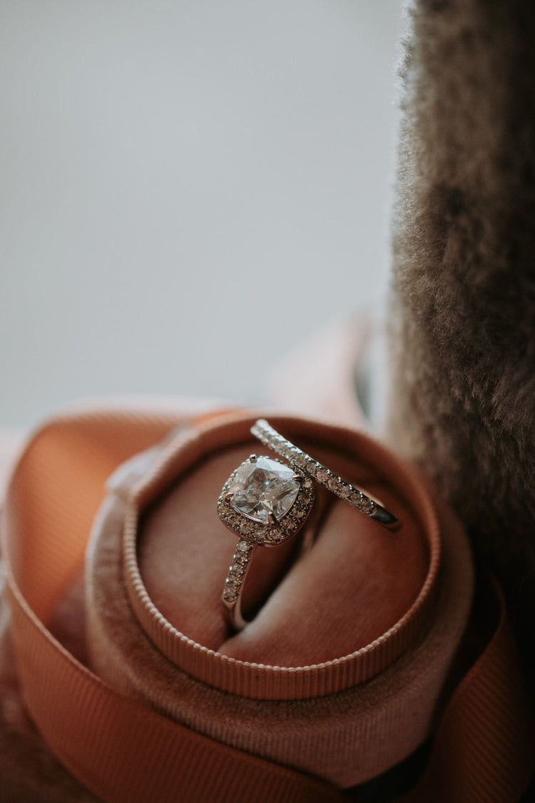 Rich In Love Cushion Cut 2PC Sterling Silver Ring Set
